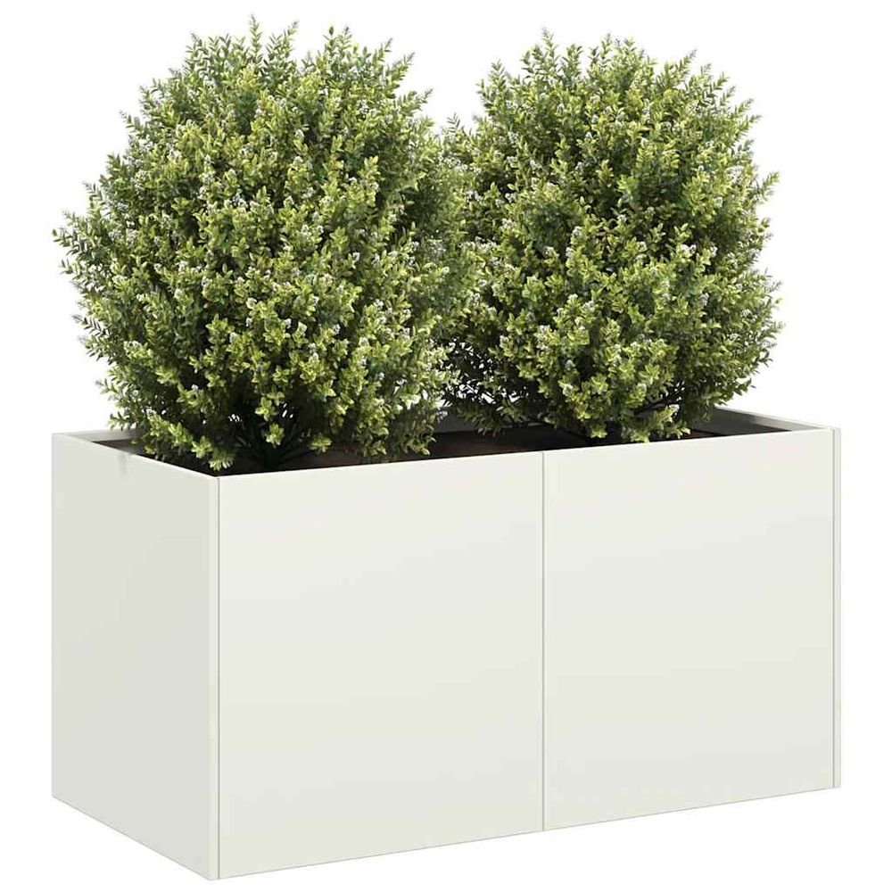 Jardinière rectangulaire acier pour terrasse balcon blanc 80x40x40cm