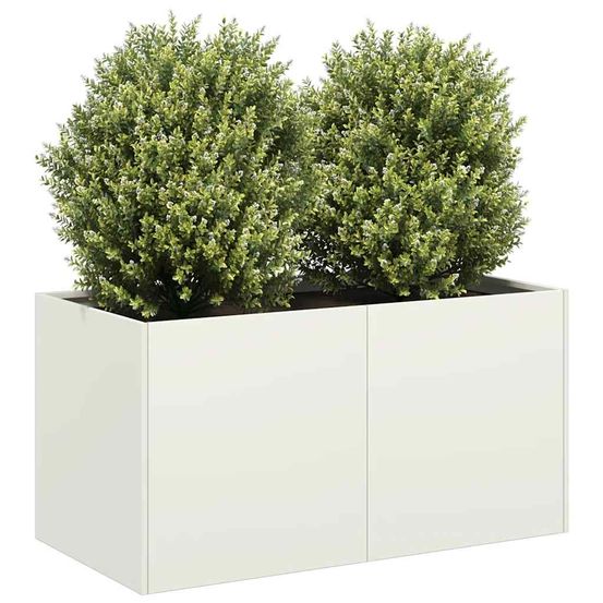 Jardinière rectangulaire acier pour terrasse balcon blanc 80x40x40cm
