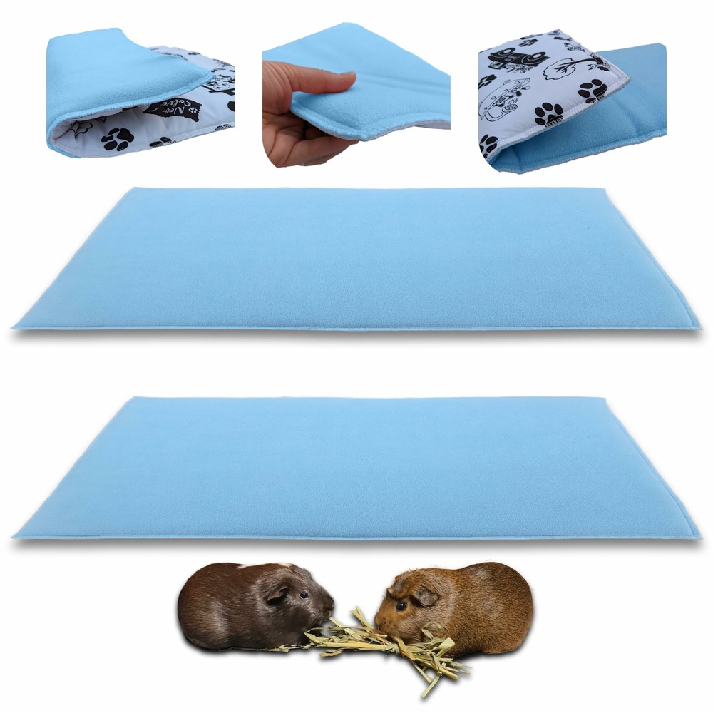 Lot de 2 - tapis pour cochon d'inde et lapin en polaire 70 x 35 cm - polaire absorbant, lavable en machine, economique