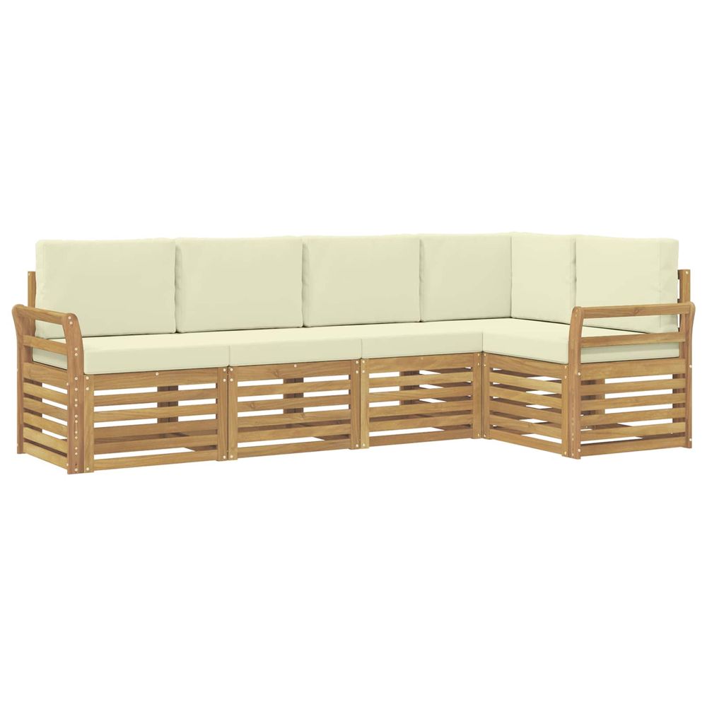 Ensemble de canapés d'extérieur 5 pc blanc et crème polyester