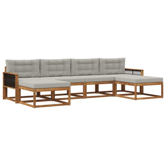 Ensemble de canapés d'extérieur 6 pc naturel et gris clair