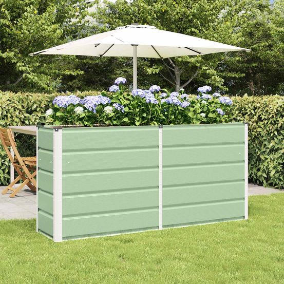 Jardinière haute acier vert 160x40x75 cm pour séparation végétale jardin
