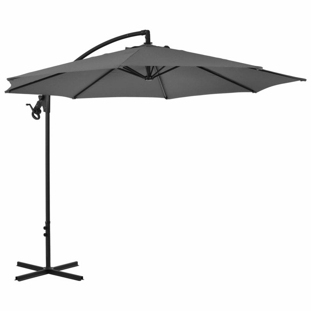 Parasol meuble de jardin en porte-à-faux avec poteau acier 300 cm anthracite