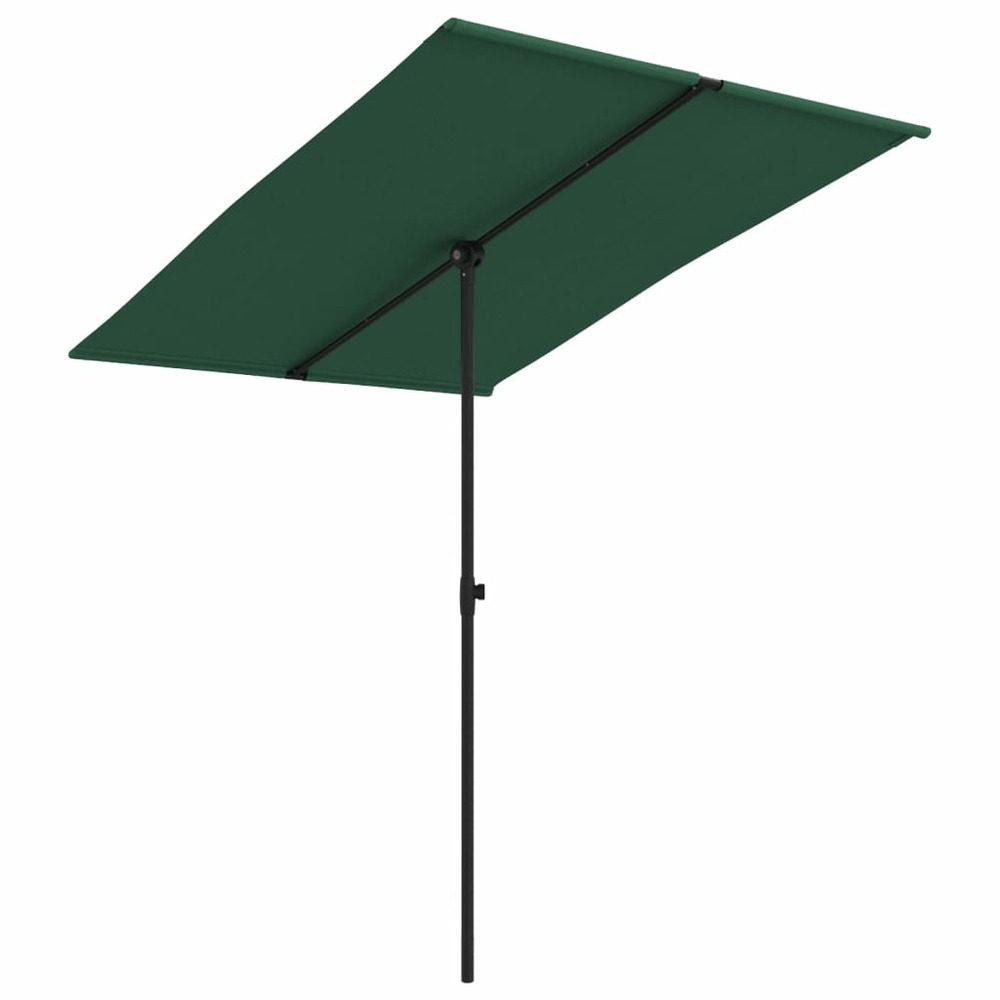 Parasol d'extérieur avec mât en aluminium 2 x 1,5 m vert