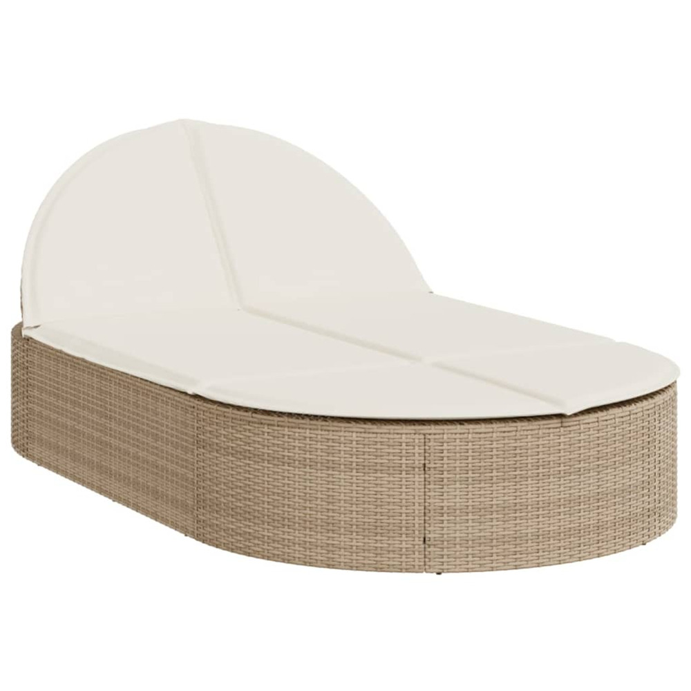 Chaise longue double avec coussins beige résine tressée bain de soleil
