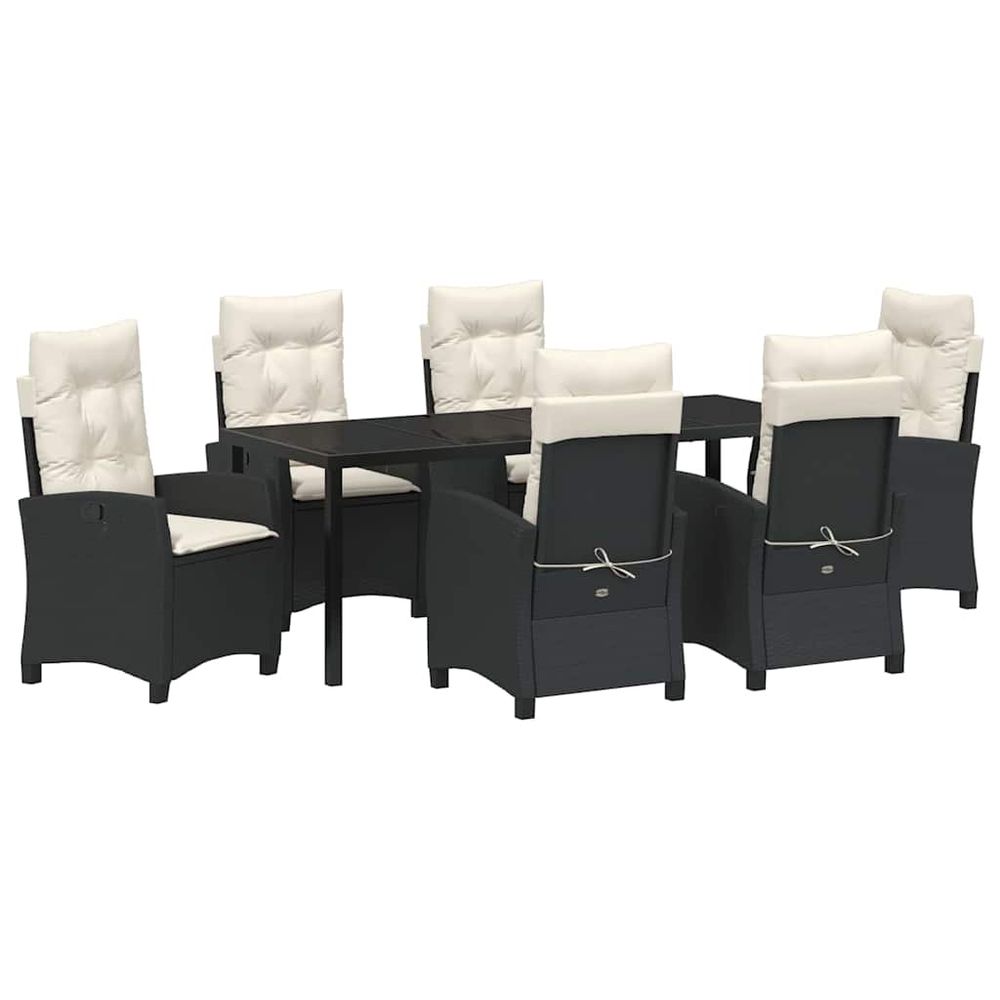 Ensemble de salle à manger pour jardin 7 pc noir polyrotin