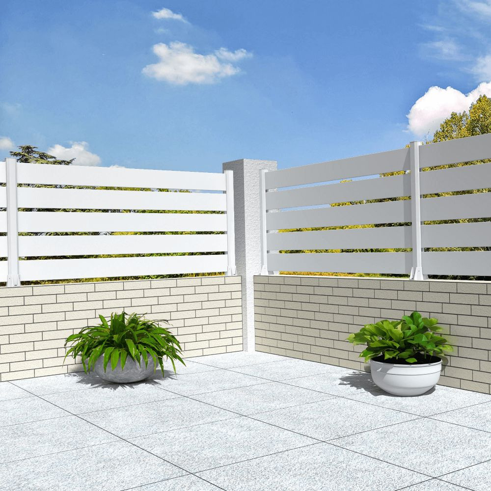 Clôture ranch panneau ajouré 6 lames l 1911 x h 1090 mm (blanc satiné ral9010)