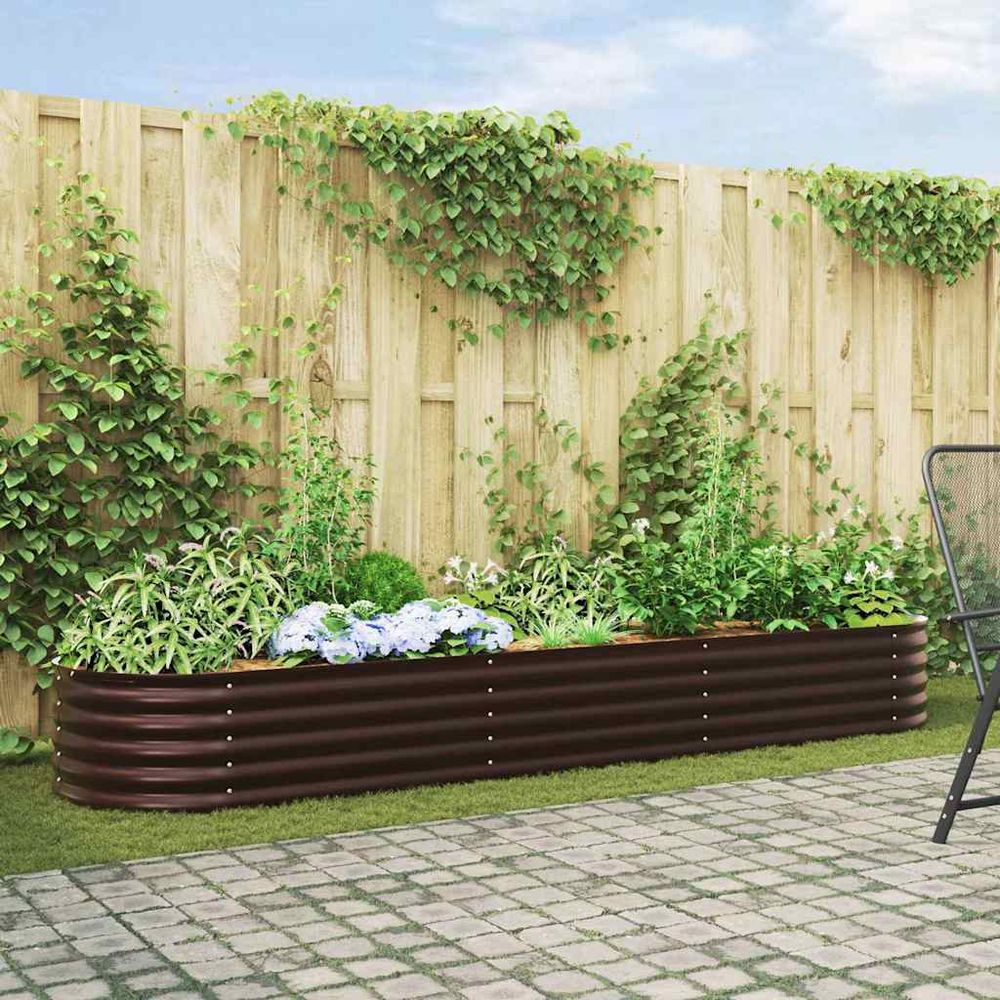 Grand carré potager en acier marron 320x80x44 cm, bordure de jardinage xxl