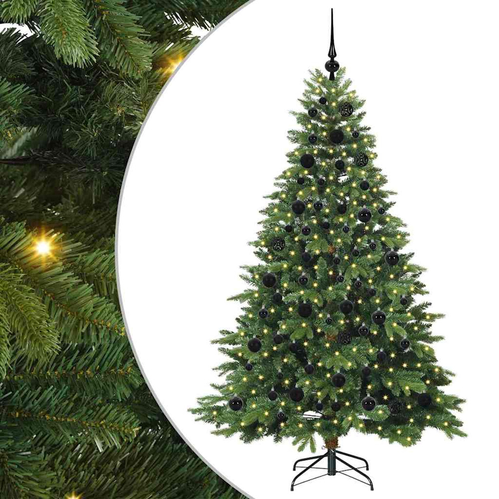 Sapin de noël artificiel avec 300 led vert 180 cm pe et pvc