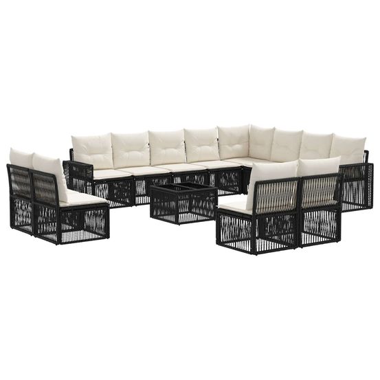 Ensemble de canapé de jardin 13 pc noir et blanc crème