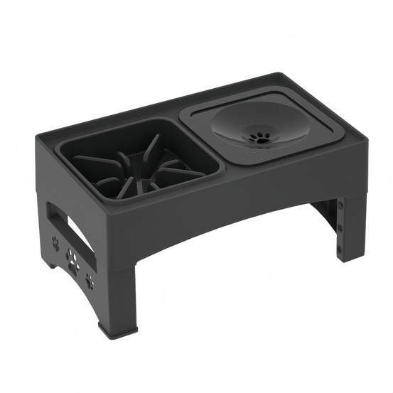 Table d'alimentation en acier inoxydable pour animaux - bol nourriture lente, eau flottant, hauteur réglable, durable