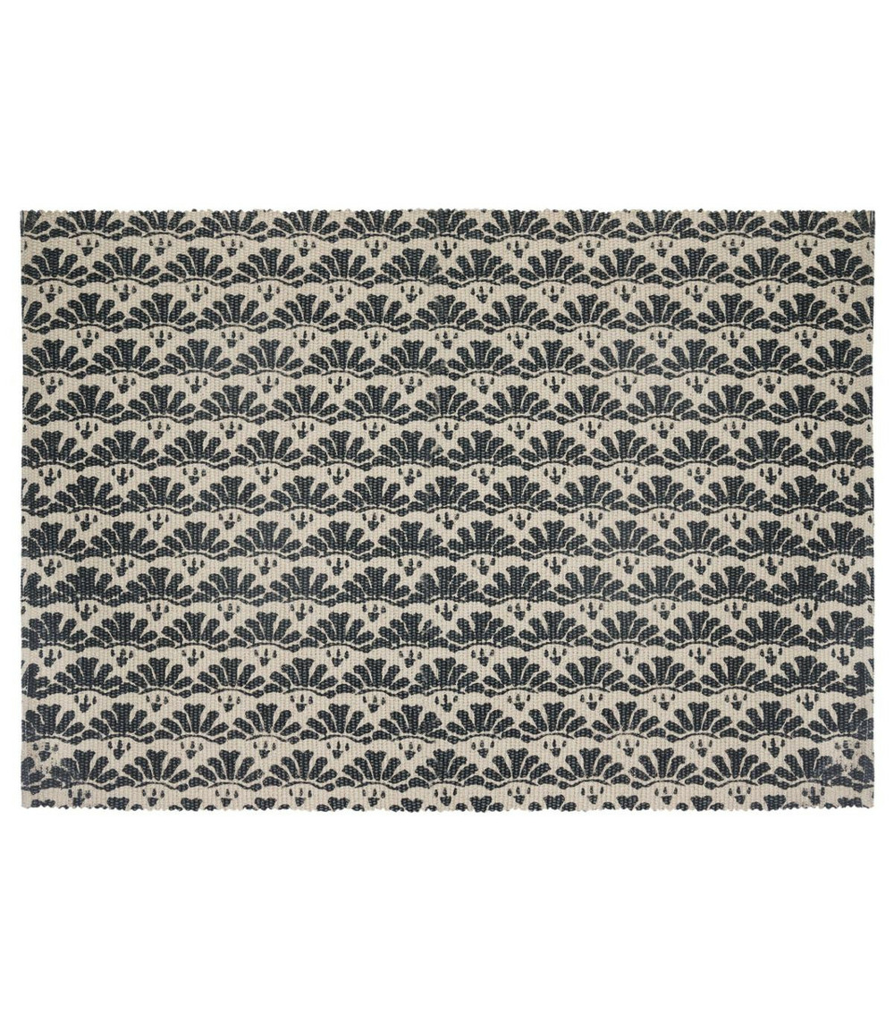 Tapis décoratif en coton imprimé gris foncé 60 x 90 cm