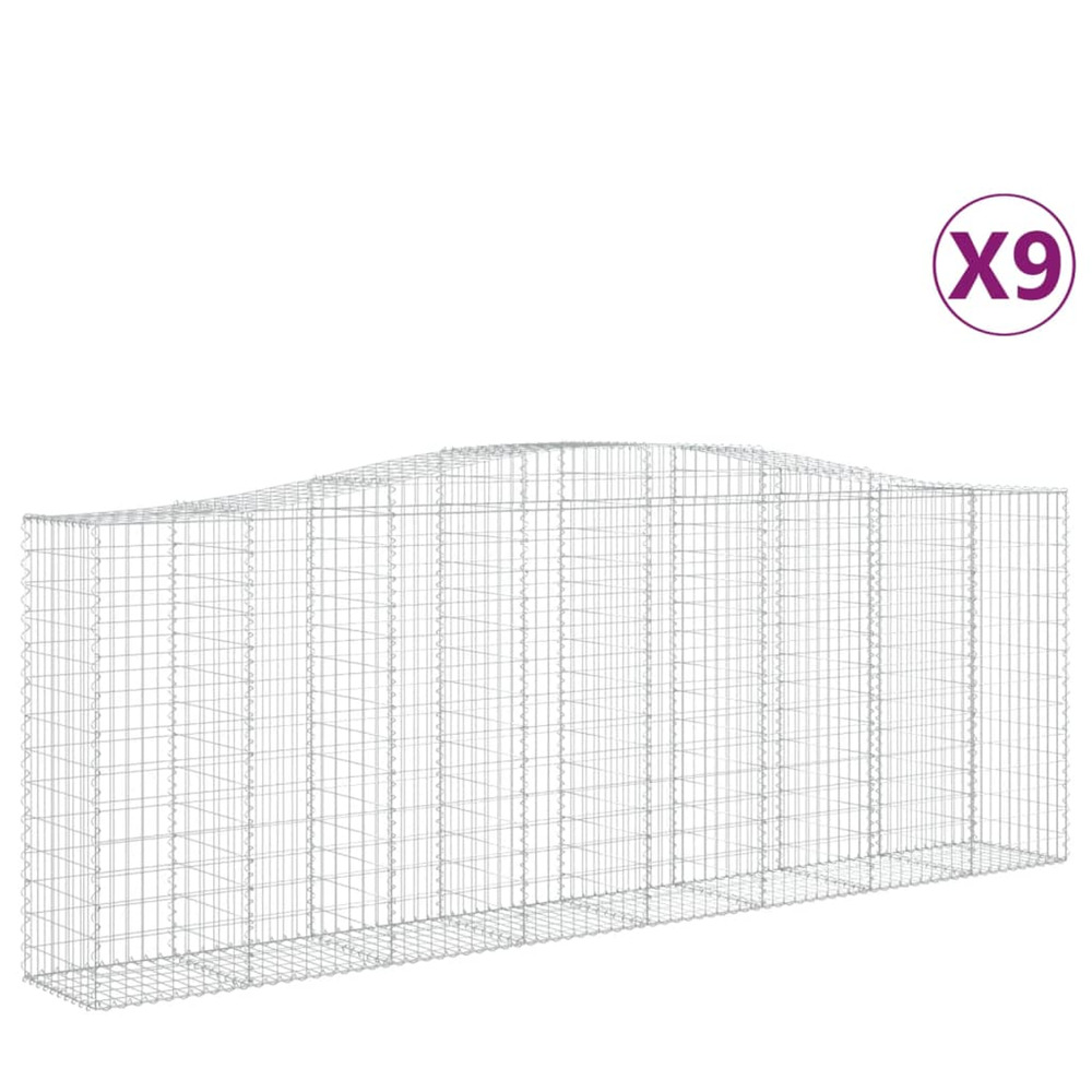 Paniers à gabions arqués 9 pcs 400x50x140/160 cm fer galvanisé