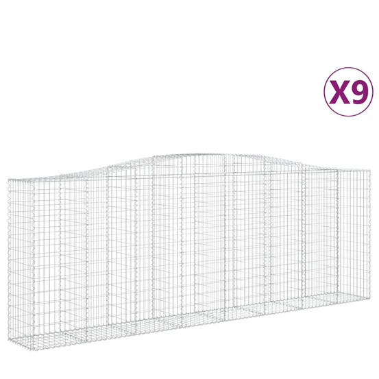 Paniers à gabions arqués 9 pcs 400x50x140/160 cm fer galvanisé