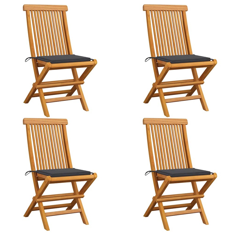 Chaises de jardin et coussins anthracite lot de 4 bois de teck