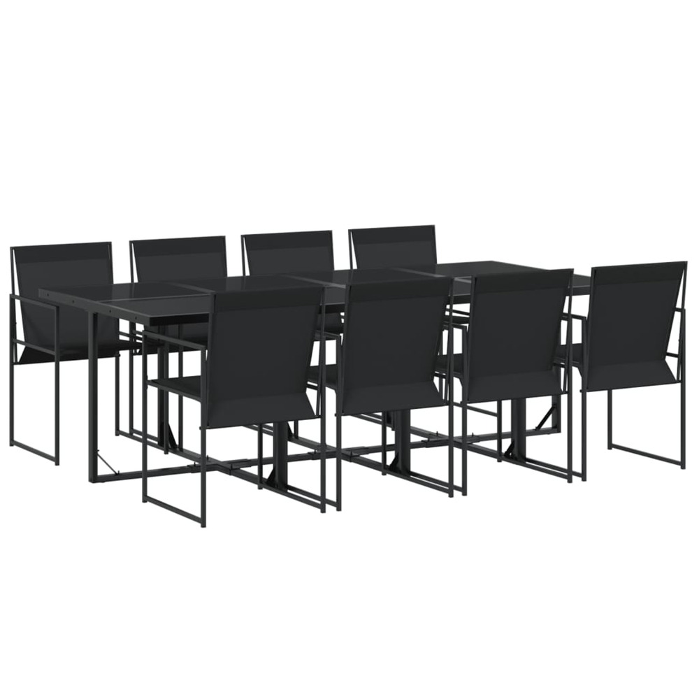 Ensemble à manger de jardin 9 pcs noir textilène