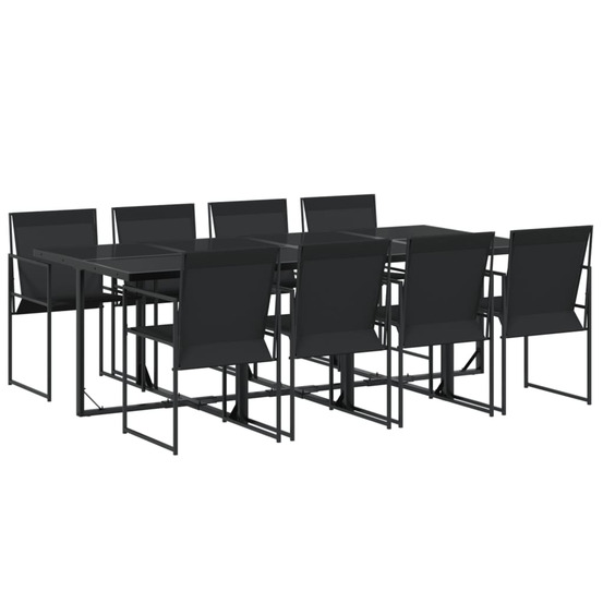 Ensemble à manger de jardin 9 pcs noir textilène