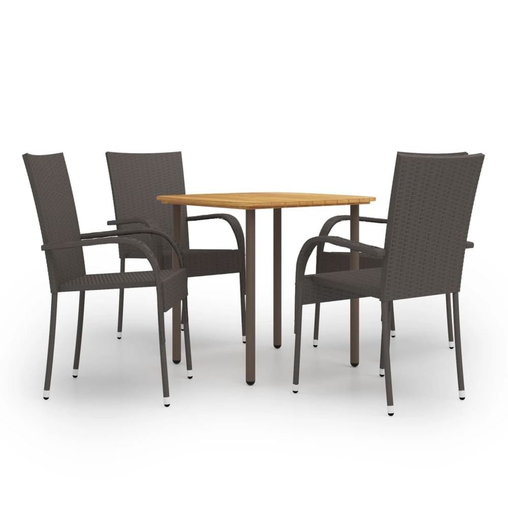 Ensemble à manger de jardin 5pcs résine tressée marron