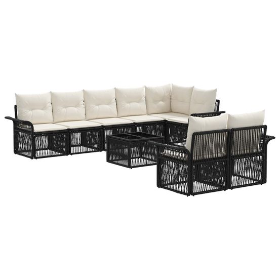 Ensemble de canapé de jardin 9 pc noir polyrotin