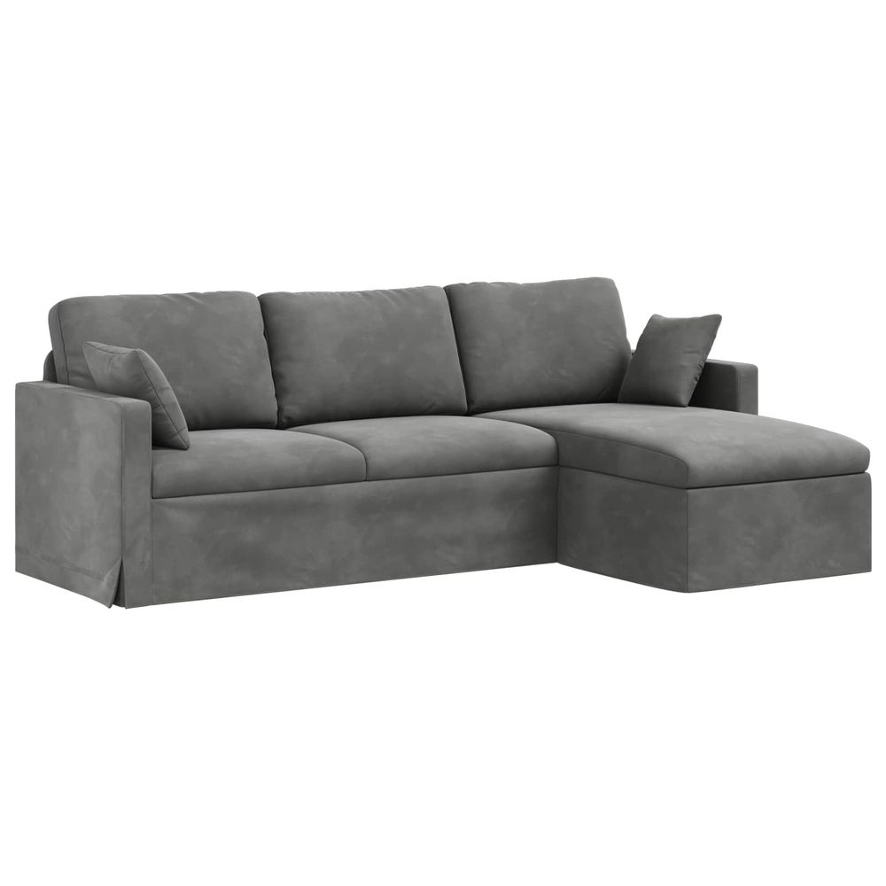 Canapé gris foncé 228 x 134 x 80 cm velours