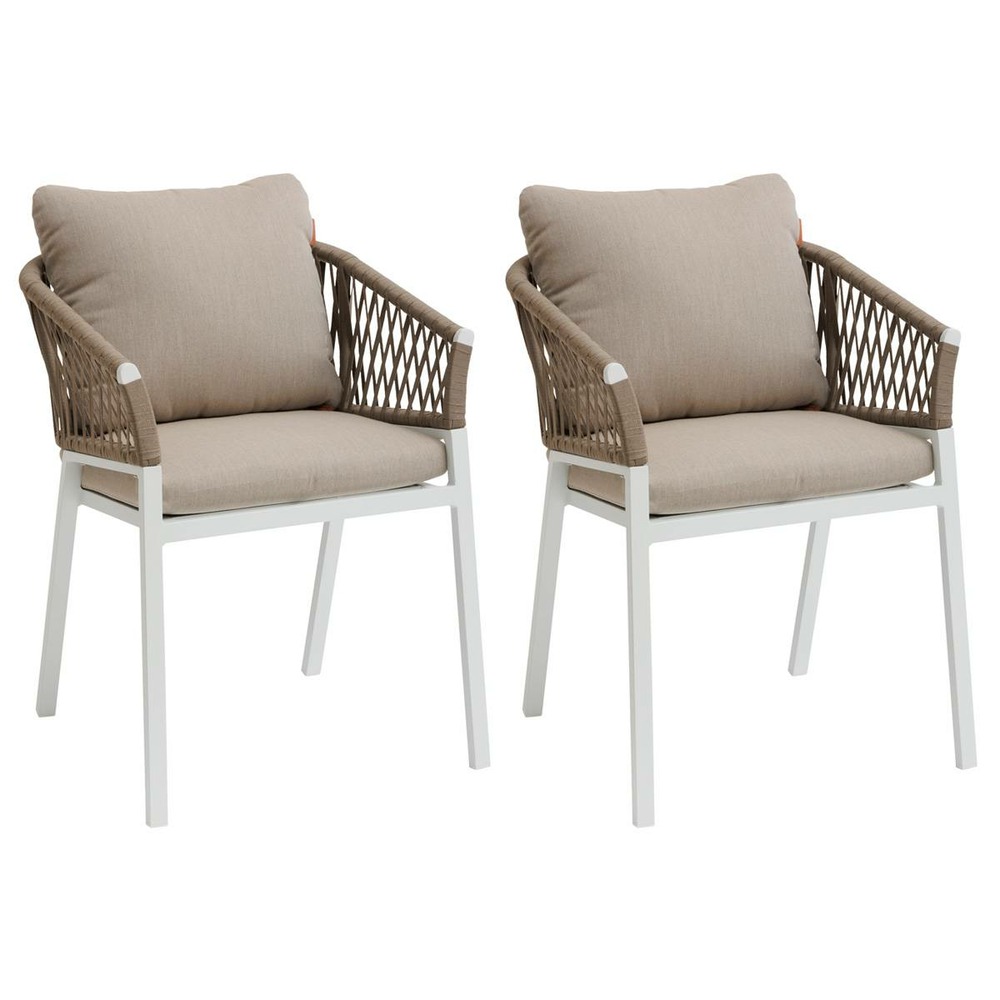 2 fauteuils de jardin oriengo taupe & blanc
