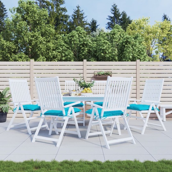 Coussins de chaise lot de 6 turquoise 40x40x7 cm tissu
