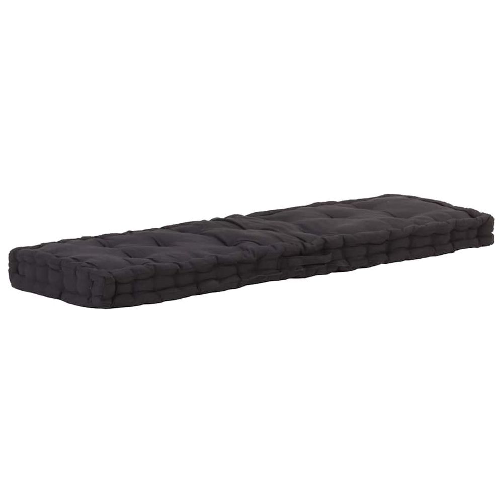 Coussin de plancher de palette coton 120x40x7 cm noir