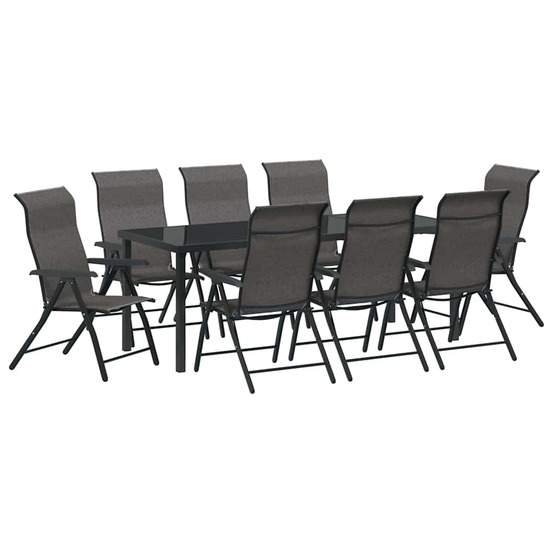 Ensemble de salle à manger pour jardin 9 pcs gris
