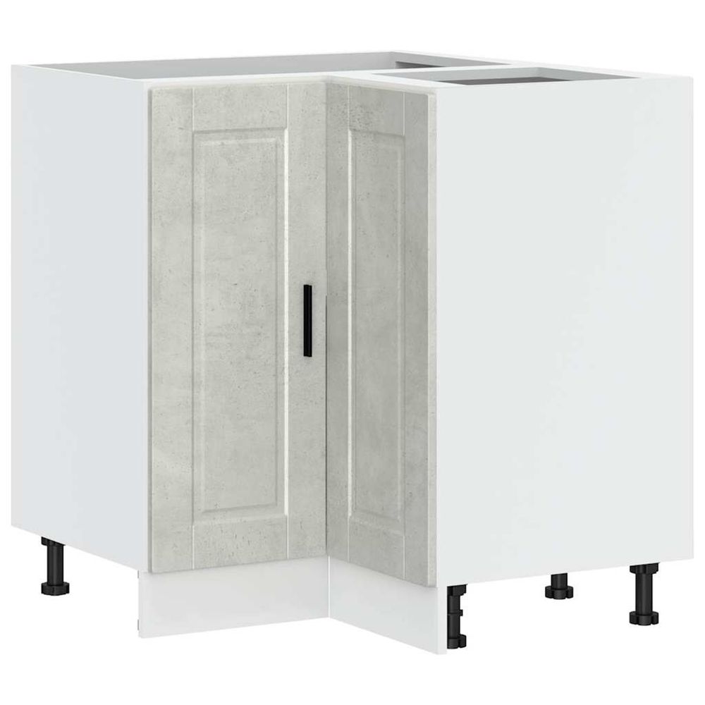Armoire d'angle de cuisine porto gris béton bois d'ingénierie