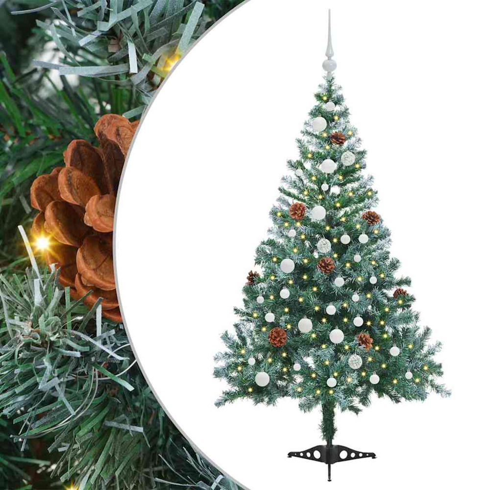 Sapin de noël artificiel avec 150 led vert 150 cm pvc et acier