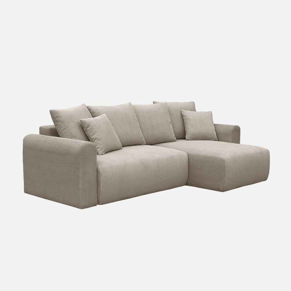 Canapé d'angle convertible réversible 3 places velours côtelé avec coffre de rangement - almo