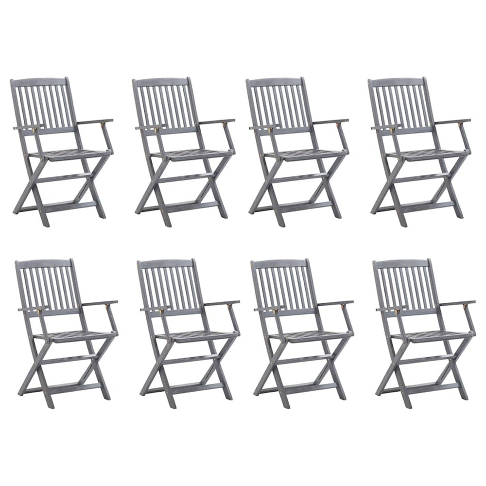 Chaises pliables d'extérieur lot de 8 bois d'acacia solide