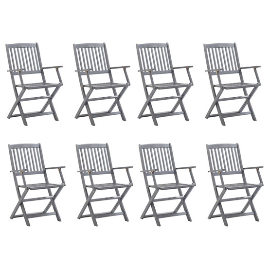 Chaises pliables d'extérieur lot de 8 bois d'acacia solide