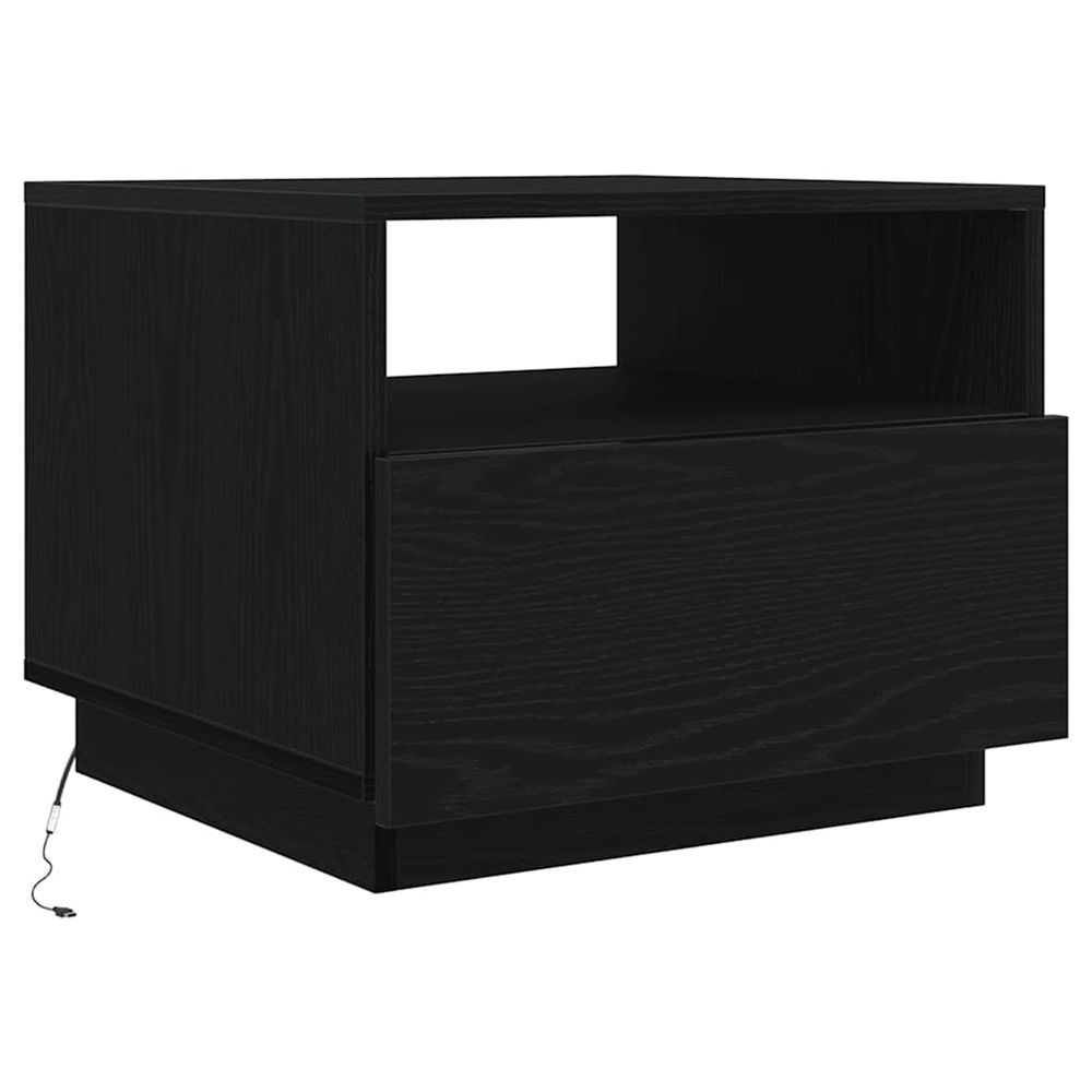 Table basse avec lumières led chêne noir 50x49x40 cm