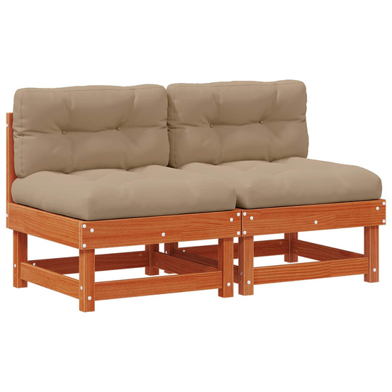 Sofa de jardin milieu pin massif brun ciré