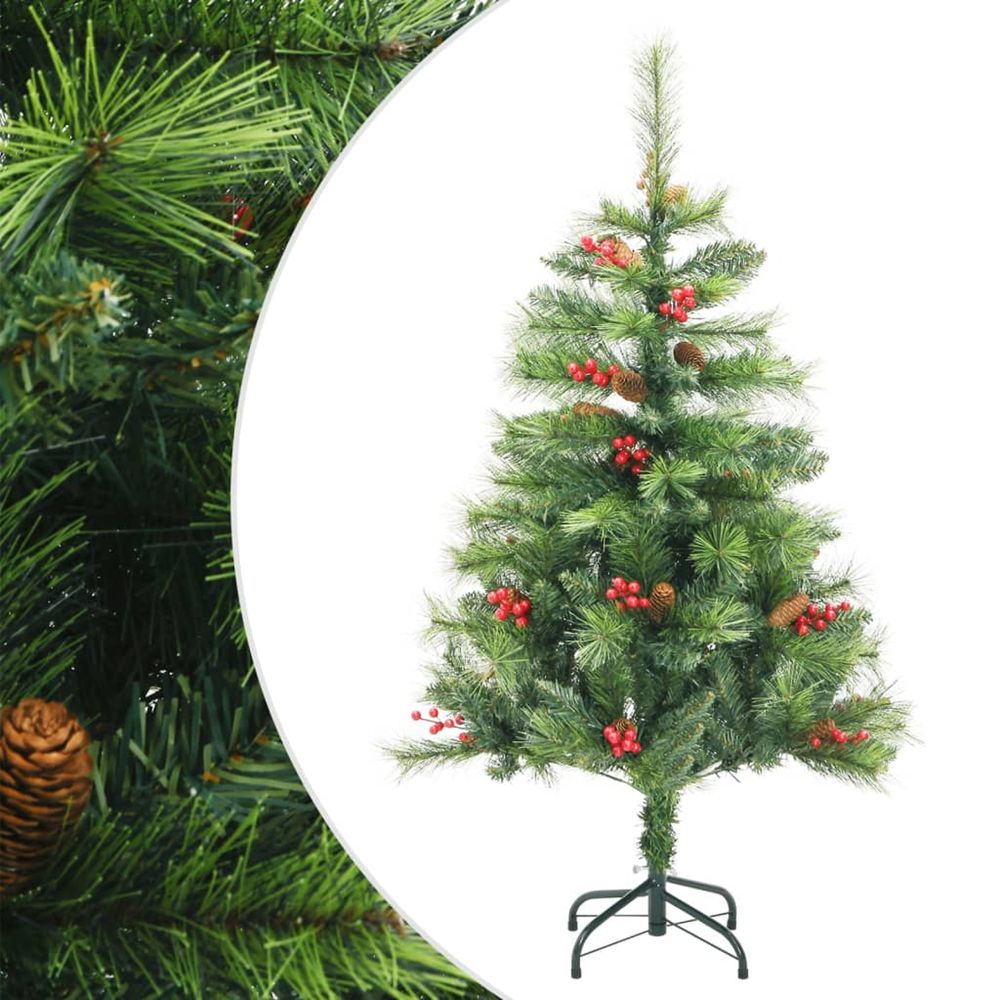 Sapin de noël artificiel avec pommes de pin et baies 150 cm