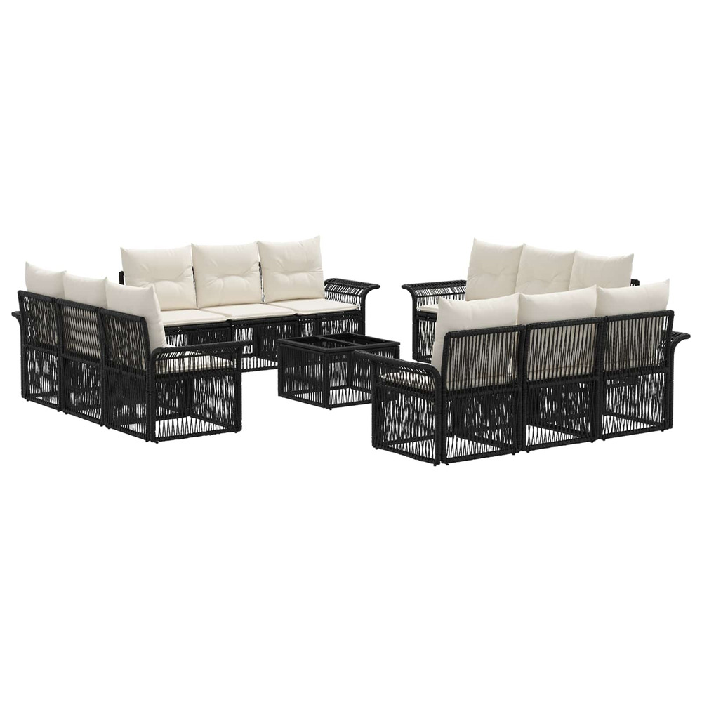 Ensemble de canapé de jardin 13 pcs noir polyrotin