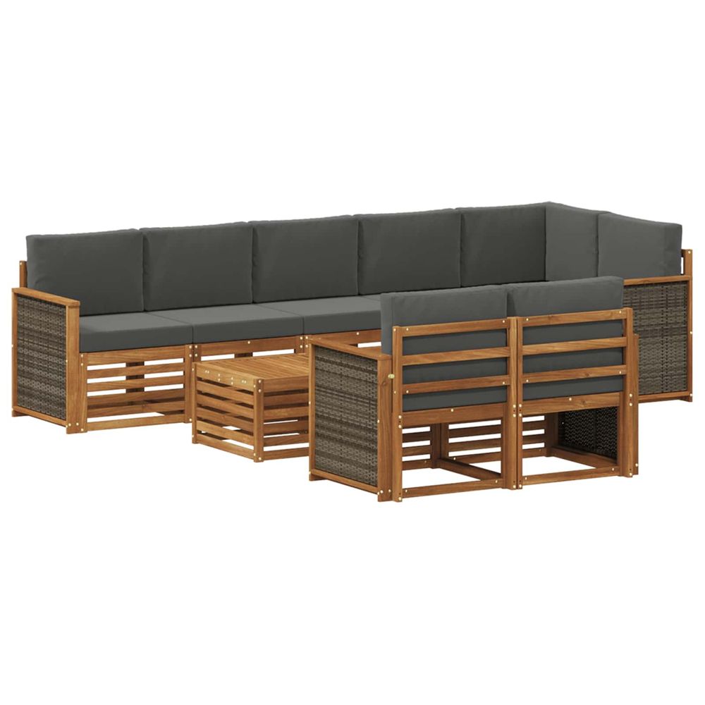 Ensemble de canapés d'extérieur 8 pc naturel et anthracite