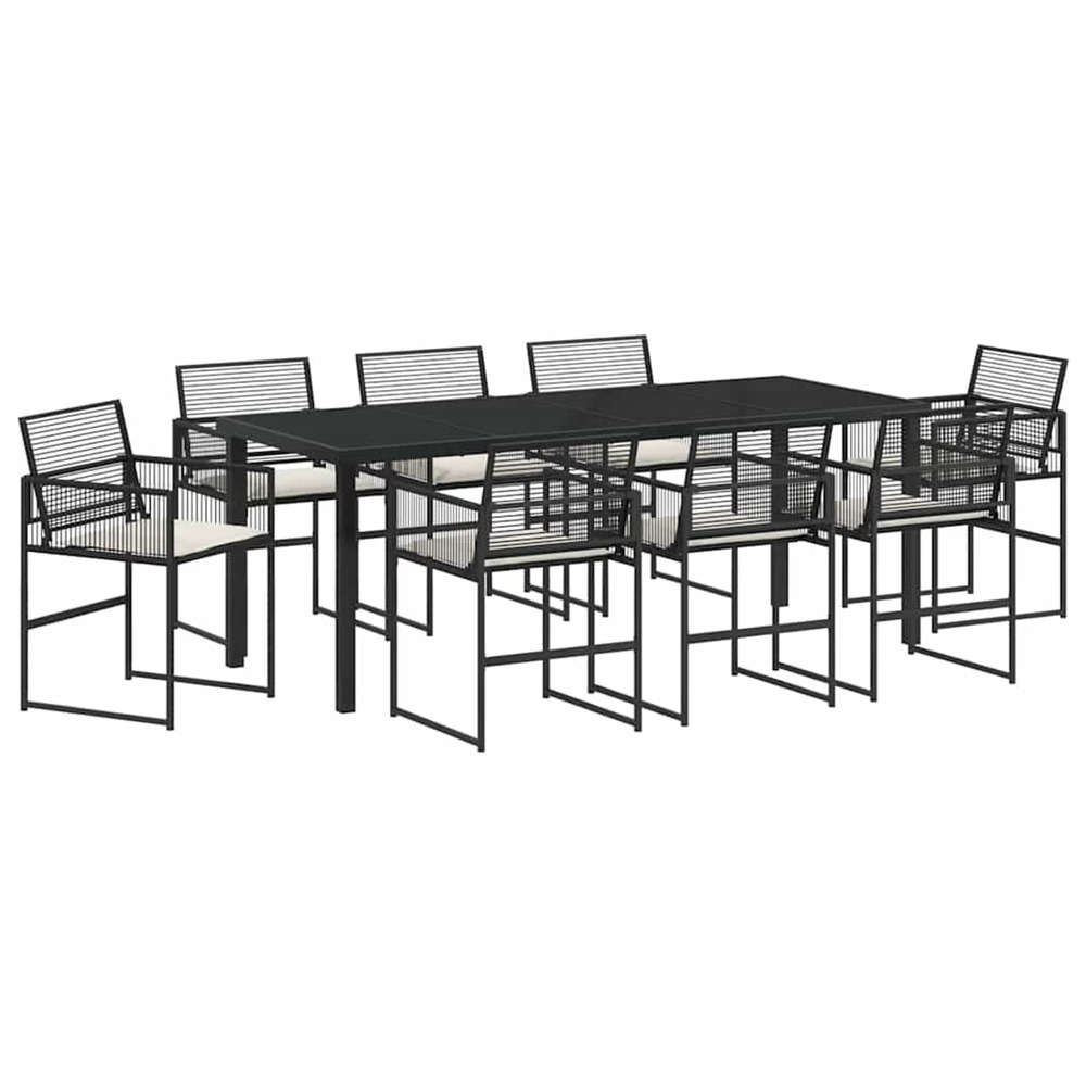 Ensemble de salle à manger pour jardin 9 pcs noir