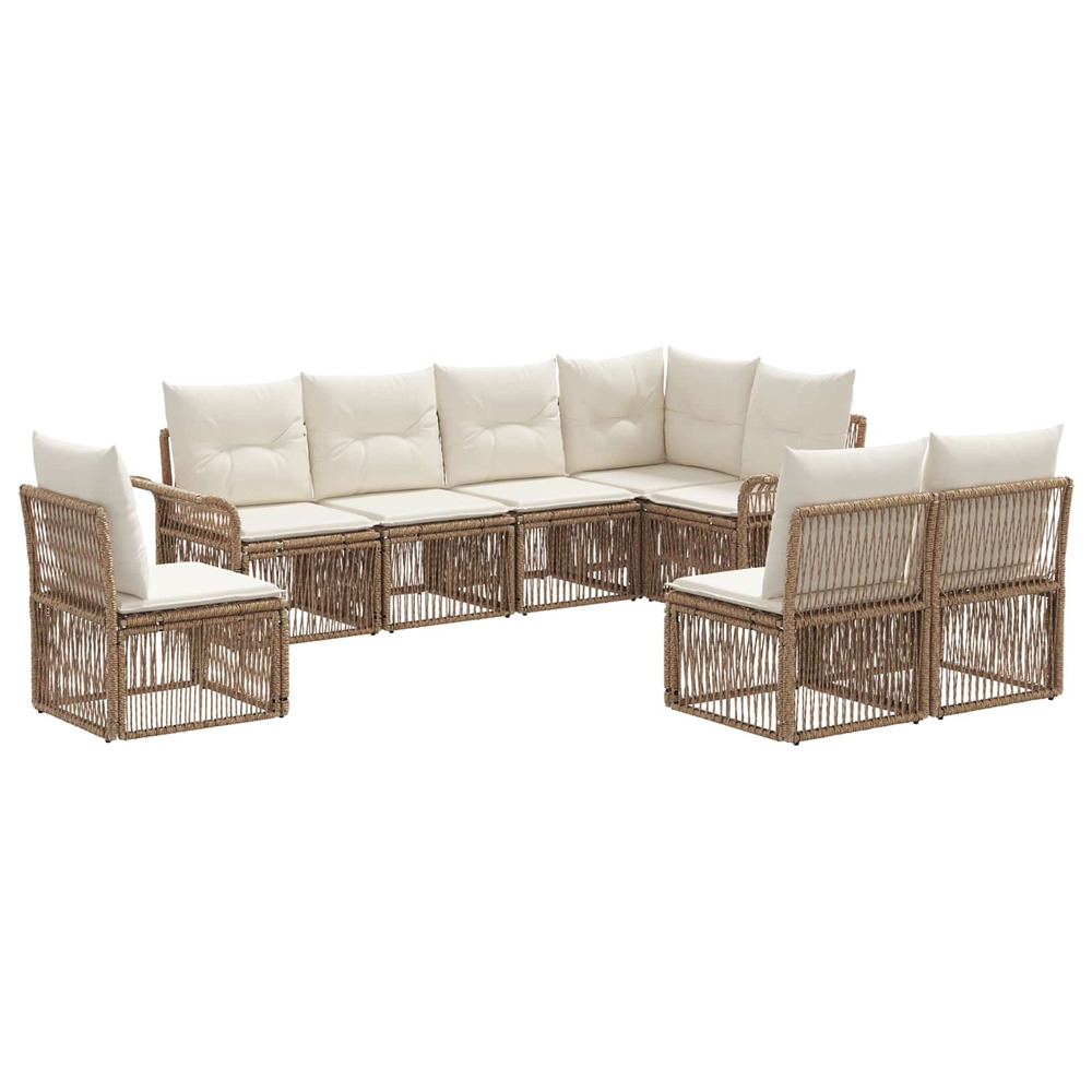 Ensemble de canapé de jardin 8 pcs beige polyrotin