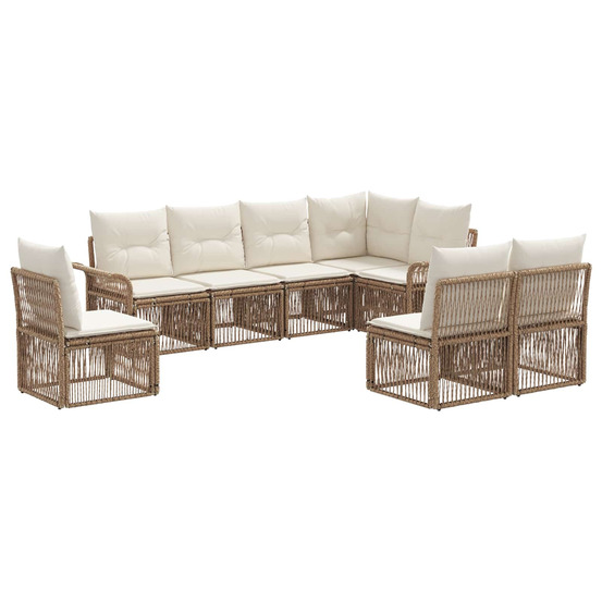 Ensemble de canapé de jardin 8 pcs beige polyrotin