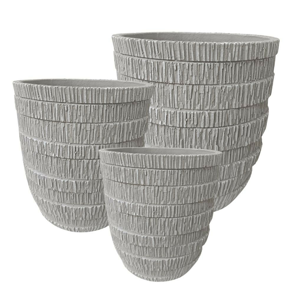 3 cache-pots grandes tailles plante extérieur béton gris 32-41-50cm