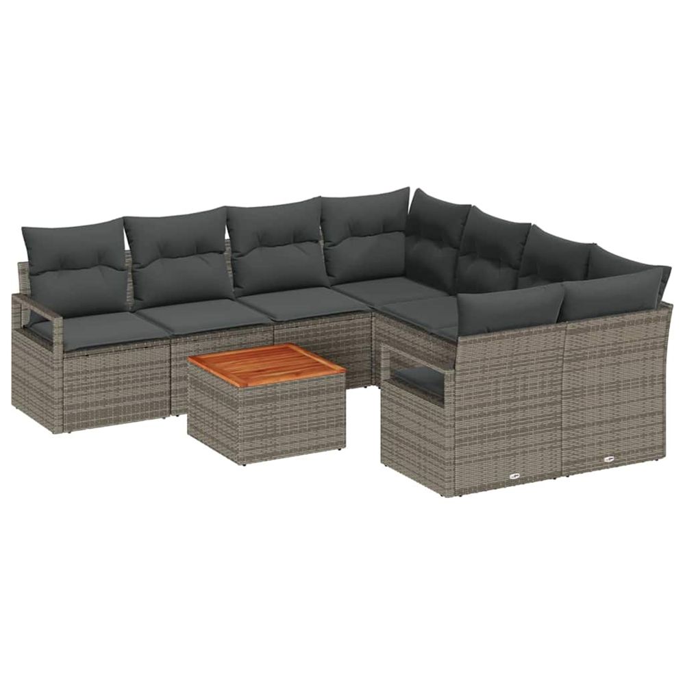 Ensemble de canapé de jardin 9 pc gris polyrotin