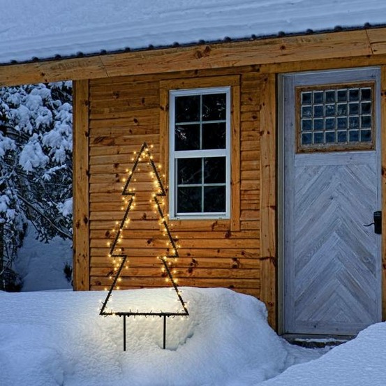 Sapin lumineux 2d à planter h140cm 140 led blanc chaud 8 jeux lumières ip44 smart connect 31v lotti