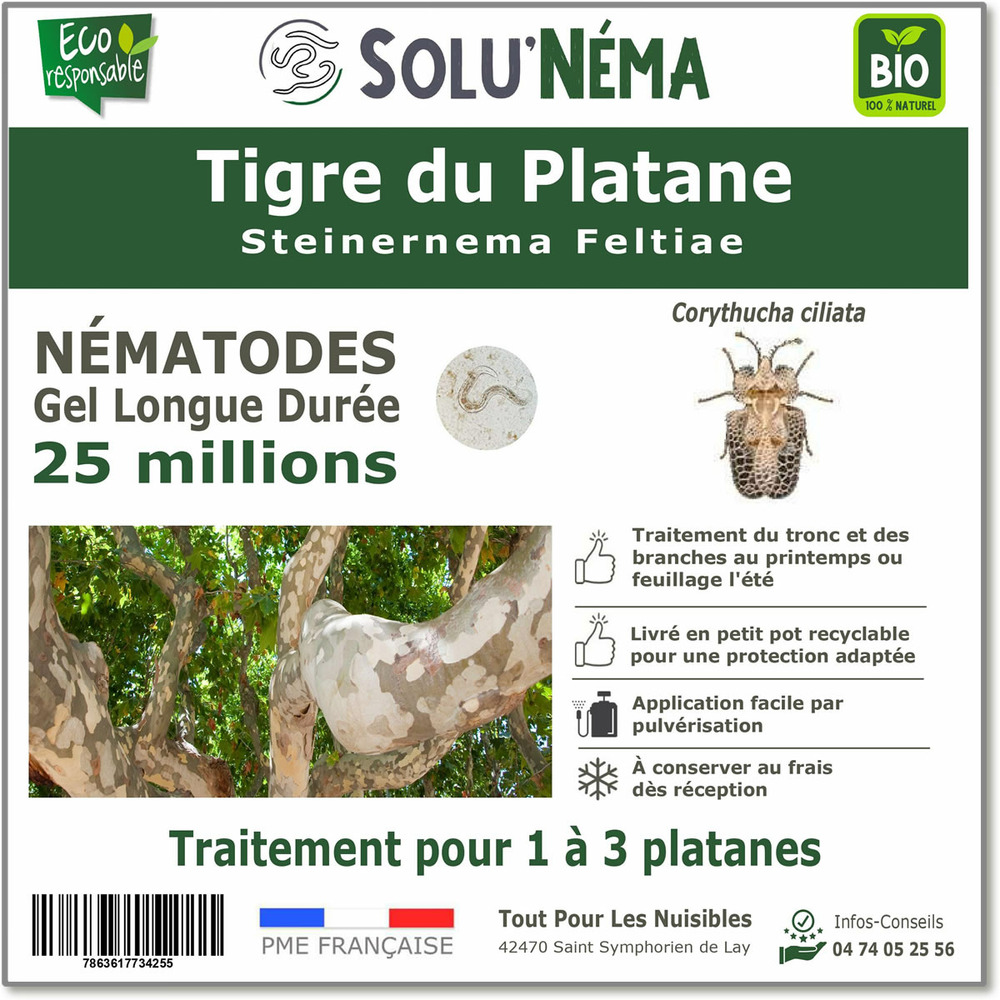 Solunéma - Nématodes contre le Tigre du Platane - Steinernema Feltiae (SF) -25 millions