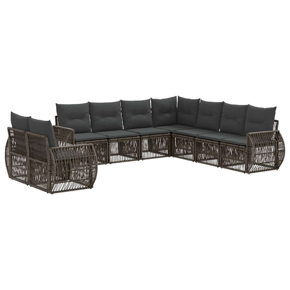Ensemble de canapé de jardin 9 pc gris et gris foncé polyrotin