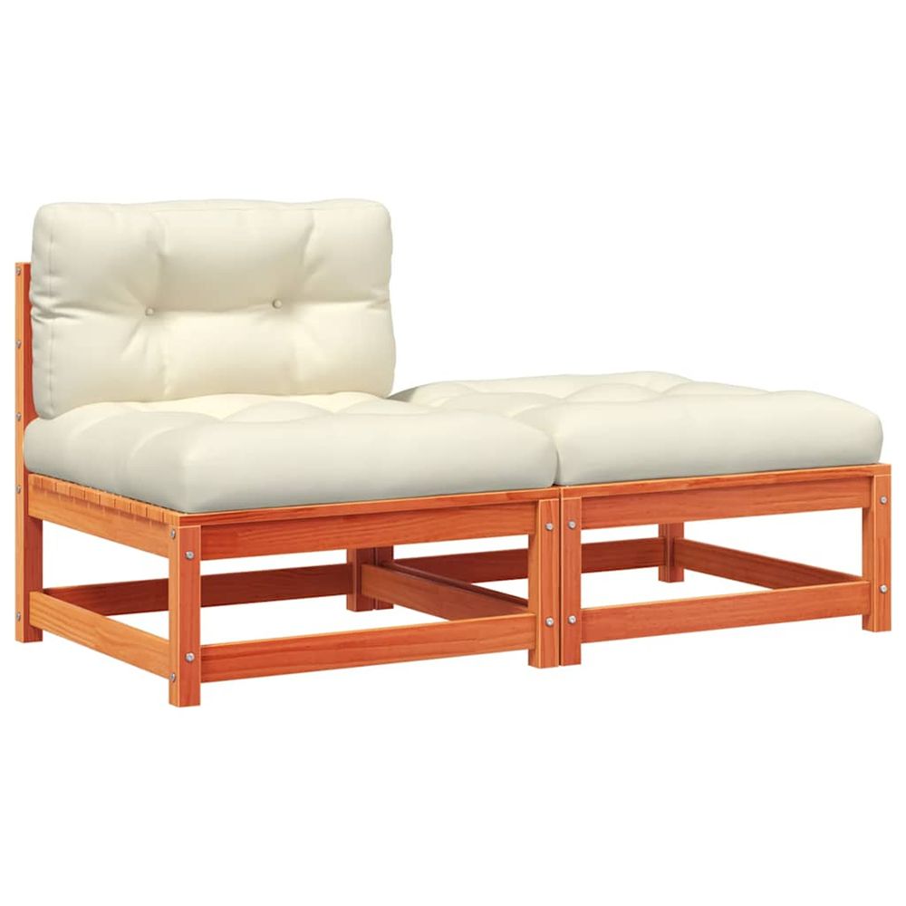 Canapé de jardin sans accoudoirs avec coussins et repose-pieds