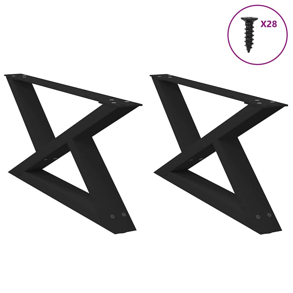 Pieds de table basse 2 pièces noir 70 x (30-31,3) cm acier