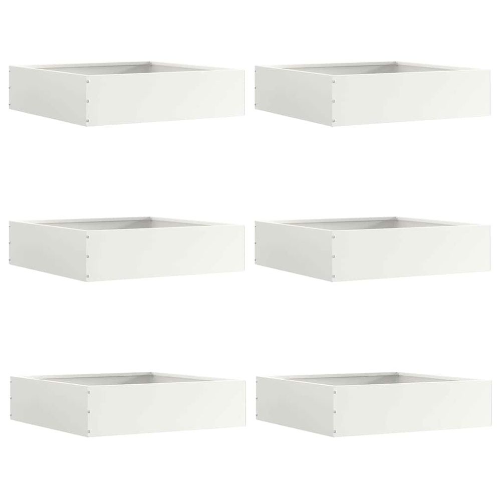 Bordure carrée lot de 6 acier extérieur aménagement parterres gazon 50x50x13cm blanc