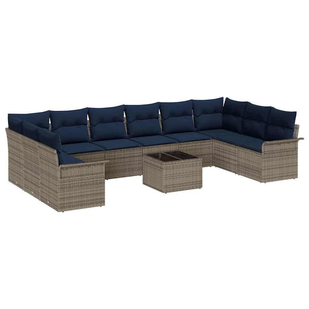 Ensemble de canapé de jardin 11 pcs gris polyrotin
